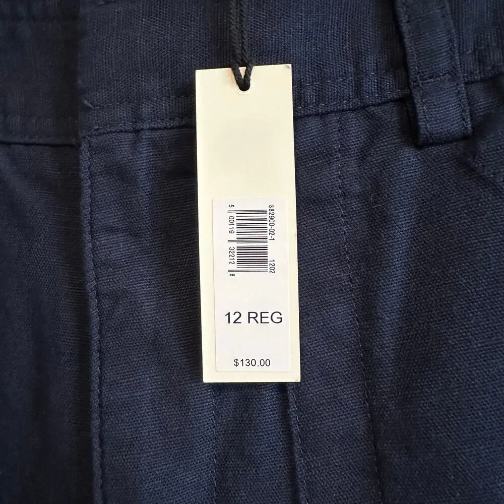 Banana Republic Mya Cotton Linen Cargo Pant Navy Blue 12
